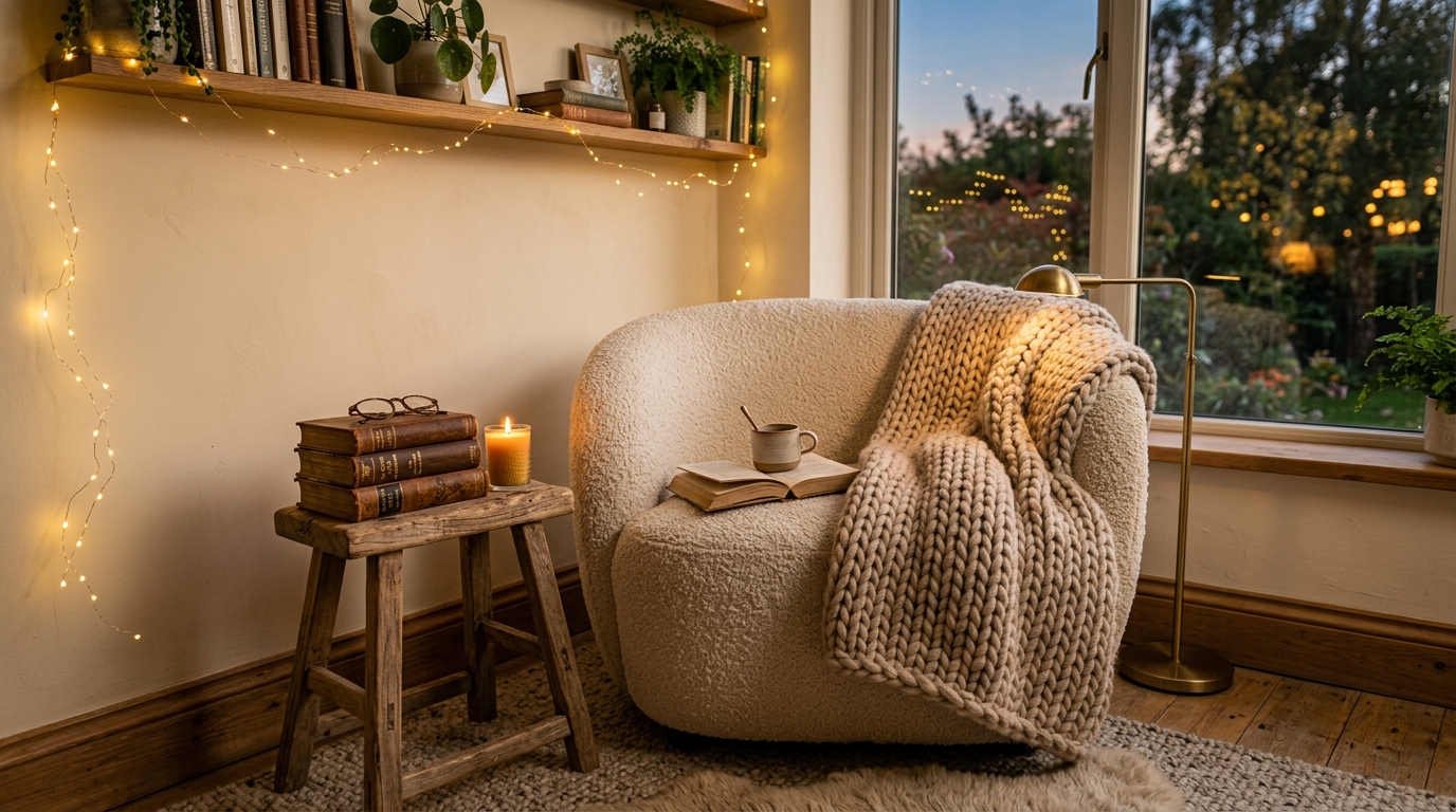 Cozy Boucle Reading Nook Ideas for Small Apartments
