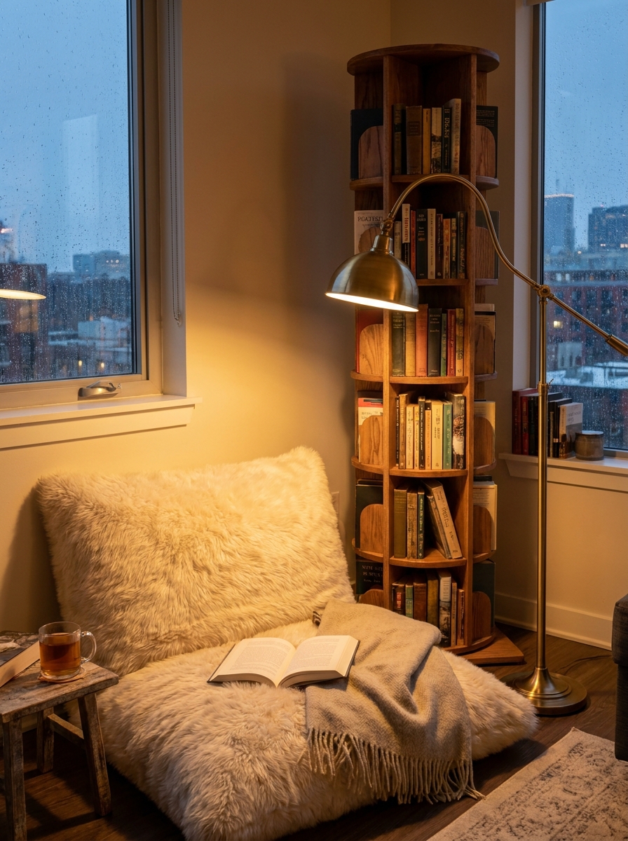 Cozy Furry Reading Nook Ideas for Small Apartments